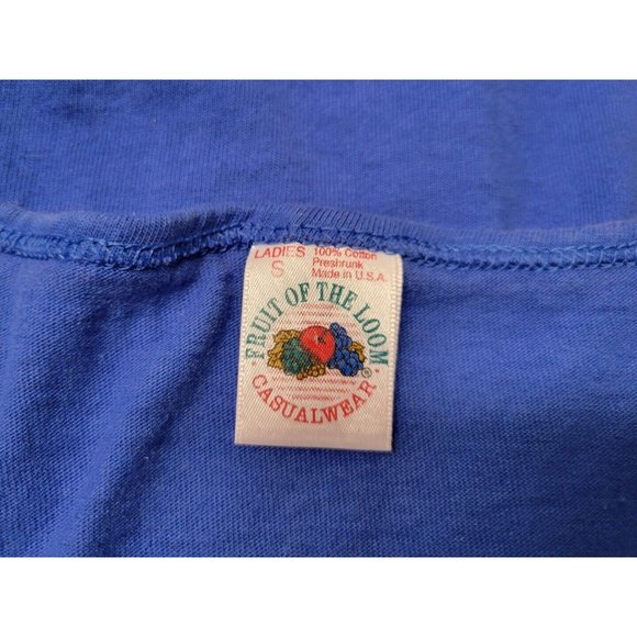 Vtg Fruit of the Loom Womens Blue Cotton Sleeveless Tshirt USA Single Stitch S - Picture 7 of 8